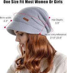 Amazon.com: KMOLY כובע סרוג לנשים עם שוליים מצחייה חורף כובע גרב רפוי חם  בטנת פליז כובעי שלג גולגולת, אפור בהיר : ביגוד, נעליים ותכשיטים