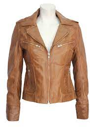 Rider Ladies Tan Washed Biker Motorcycle Style Soft Real Nappa Leather Jacket Leather Jacket Leather Jackets Women Jackets