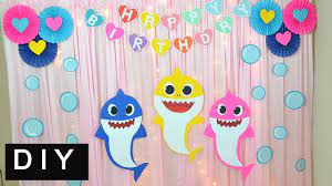 Baby Shark Birthday Party Decorations Birthday Party Decoration Ideas At Home Youtube