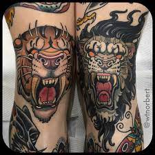 Knee Mates Lion Healed Sabre Tooth Tiger Partly Fresh Thanks Heaps Jackson Done Tattoorosies Wtnorbert Sydney Knee Tattoo Vintage Tattoo Mermaid Tattoos