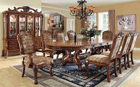 Cm3557t 7 Pc Helena Evangeline Medieve Antique Oak Finish Wood Elegant Double Pedestal Dining Table Set Formal Dining Room Sets Formal Dining Tables Dining Room Sets