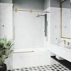 Elan 60 in. x 66 in. Frameless Sliding Tub Door in Matte Gold and Clear Glass  Vigo