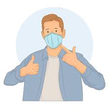 Man Wearing Medical Mask On Face And Make Sign Thumb Up Medical Masks Graphic Resources Man Vector