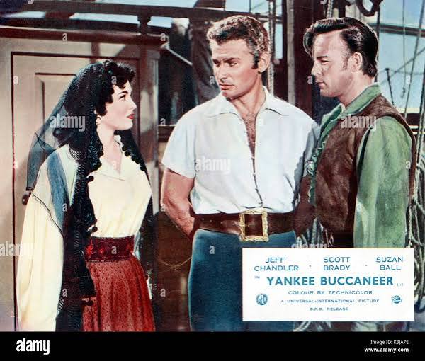 YANKEE BUCCANEER from left - SUZAN BALL, JEFF CHANDLER, SCOTT BRADY YANKEE  BUCCANEER Stock Photo - Alamy