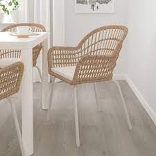 Nilsove Norna Stuhl Mit Kissen Rattan Weiss Laila Natur Ikea Deutschland Ikea Dining Chair Chair Pad Ikea Dining