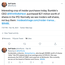 It owns 60% of the common stock, but along with the three top executives of bumble, controls over 90% of the voting rights. Insider Weekends Insiders Of Bumble Purchase Shares Post Ipo Seeking Alpha