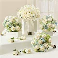 Wedding planning for sydney brides has never been so easy! 1 800 Flowers Blue And White Personal Package 1 Blue Bridal Bouquet 3 Bridesmaid Bouquets And 4 Boutonnieres Seattle Wa