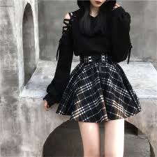 Black And White Plaid Skirt Outfit Ideas Uoobox On Instagram Outfit Idea Dark Cute Ear Hoodie Plaid Skirt K111901 Swipe Right To View Em 2020 Com Imagens Roupas Emo Roupas Estilo Grunge Roupas Swag Feminina