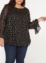 Black And Gold Blouse Dp Curve Black Gold Spot Blouse Black Party Tops Gold Blouse Blouse