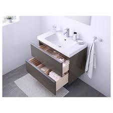 Ikea Godmorgon Odensvik High Gloss Gray Dalskar Faucet Sink Cabinet With 2 Drawers Ikea Godmorgon Bathroom Sink Cabinets Sink Cabinet