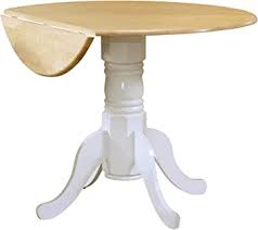 This color scheme is highly agreeable—whether your style is modern, traditional, transitional or even farmhouse, the grey and white color scheme is sure to please. Amazon Com Damen Round Pedestal Drop Leaf Table Natural Brown And White Tables