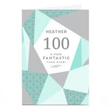A lucky someone was having their 100th in our neighborhood, so i made this card to give with the original art. Buy Personalised 100th Birthday Card Geometric Mint For Gbp 1 79 4 99 Card Factory Uk