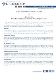 How To Write A Letter To Decline A Job Offer