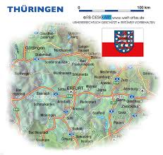 Erfurt ist eine großstadt in thüringen, deutschland auf der breite 50°58′35.76″ norden und der länge 11°01′34.68″ ost. Karte Von Thuringen Bundesland Provinz In Deutschland Welt Atlas De