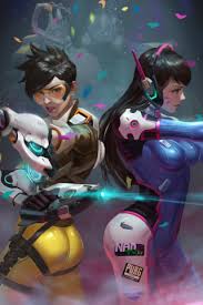 Overwatch phone wallpaper by terai91 on deviantart; Download 240x320 Wallpaper Tracer And D Va Art Overwatch Old Mobile Cell Phone Smartphone 240x320 Hd Image Background 3195