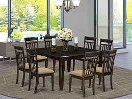 East West Furniture 9 Pc Dining Room Set Table With Leaf And 8 Dinette Chairs Cappuccino Affilia In 2020 Dinette Chairs Farmhouse Dining Table Wooden Dining Table Set