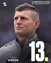 One of Germany's greatest midfielders and a modern day Real Madrid legend,  Toni Kroos occupies no.13 spot in our Greatest 25 players of the last 25  years 💪🔝🇩🇪