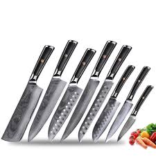 Shop damascus kitchen knives at online knives store gladiatorsguild.com. Professional 8 Piece Damascus Steel Kitchen Knife Set Kj Cutlery