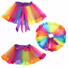 Girls Kid Rainbow Pettiskirt Bowknot Skirt Lovely Ribbons Tutu Skirt Dancewear Fluffy Handmade Party Dance Performance Ball Gown Intl
