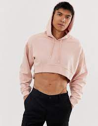 Zaful crop top hoodie up to 30% off, free 30 day returns. Asos Design Cropped Oversized Hoodie In Pink Asos Crop Top Men Boys In Crop Tops Mens Crop Top