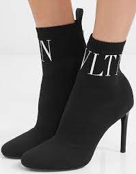 Make folded fortune cookie design in garter stitch with free pattern and video tutorial. Vltn Logo Print Ribbed Knit Sock Boots By Valentino Garavani Your Next Shoes Boots Next Shoes Socks And Heels