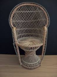 Vintage Small Peacock Back 80 S Wicker Chair Doll Size Wicker Chair Wicker Wicker Peacock Chair