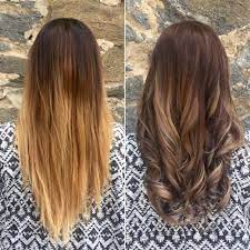 Hair Transformation Low Lights And Balayage Highlights To Tone Down The Warmth Stylist Brooke Baxter Brassy Hair Hair Transformation Burnette Hair