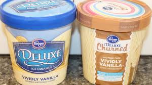 ½ cup (65g) = 160 caloriesmusic credit: Kroger Deluxe Vividly Vanilla Vs Kroger Deluxe Churned Lactose Free Vividly Vanilla Blind Taste Test Youtube