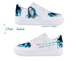 Billie Eilish Personalizado Pintado Nike Air Force 1 Etsy Custom Nike Shoes Womens Sneakers Nike Shoes Jordans