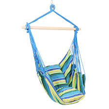 The maximum load of the hanging chair is 500 pounds to ensure your safety. Sunnydaze Hanging Rope Hammock Chair Swing Double Cushion Hanging Chair Seat For Backyard Patio 265 Pound Capacity Ocean Breeze Walmart Com Walmart Com