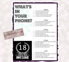 18th Birthday Party Game Whats In Your Phone Birthday Party 18th Birthday Party Birthday Party Games 18th Birthday