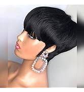 Amazon.com : PangDongLai Pixie Cut Wigs for Black Women Short Layered Pixie  Cut Human Hair Wigs With Bangs Black with Brown F1B/33 Color Glueless  Brazilian Virgin Straight Human Hair for Daily Use :
