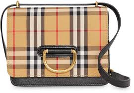 Small Vintage Check D Ring Bag Leather Crossbody Bag Bags Black Cross Body Bag