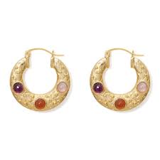 Cypriot Cabochon Hoop Earrings Earrings Chic Earrings Hoop Earrings