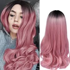 Heat resistance silk hair length:26 inch hair color: Amazon Com Lady Miranda Ombre Wig Black To Pink Color High Density Heat Resistant Synthetic Hair Weave Full Wigs For Women Black Pink Beauty