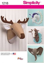 Simplicity 1218 Plush Stuffed Animal Heads Sewing Pattern Animal Sewing Patterns Stuffed Animal Patterns Animal Heads