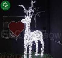Factory 2m White 3D Deer Motif Light for Commercial Event Xmas Holiday  Festive Project Decoration