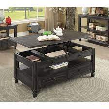 With the lift top table, you are able to use the coffee table as a desk or a table for eating. Furniture Of America Shania Wood Lift Top Coffee Table In Antique Black Idf 4615bk C