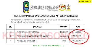 Jika anda sedang mencari kerja kosong 2019 maka anda berada di laman web yang betul. Jawatan Kosong Lembaga Urus Air Selangor Luas