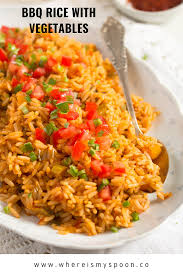 Bbq Rice Spicy Rice Recipe Rice Side Dishes Rice Side Dish Recipes Bbq Rice Recipe