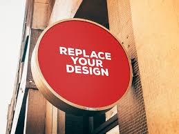 Download Round Wall Mounted Sign Board Mockup Mockup Love