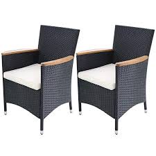 Daonanba Stylish Garden Chair Comfortable Outdoor Dining Chair Suitable For Outdoor Living 2 Pcs Black Poly Outdoor Chairs Outdoor Dining Chairs Garden Chairs