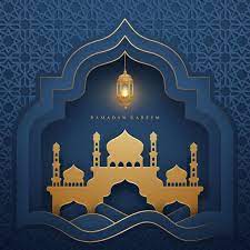 Ramadan Kareem With Glowing Hanging Lantern And Mosque Latar Belakang Idul Fitri Seni Islamis