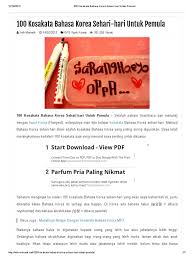 Berkaitan:daftar kosakata persamaan kata bahasa korea dan artinya pdf. 100 Kosakata Bahasa Korea Sehari Hari Untuk Pemula Pdf
