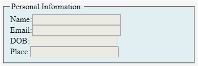 The syntax of fieldset and its customization: Fieldset Tag In Html Additional Attributes Of Fieldset Tag In Html