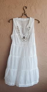 White Cotton Beach Dress With Romantic Beaded Cotton Beach Dresses Fashion Boho Fashion