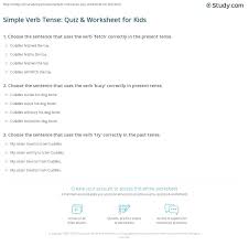 (and they're used with the oh so common verb to be.) without getting complicated, practice present tense for kids. Simple Verb Tense Quiz Worksheet For Kids Study Com