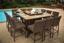 11 Piece Outdoor Fire Pit Patio Dining Set Franklin In 2020 Outdoor Fire Pit Patio Fire Pit Patio Patio Dining Set