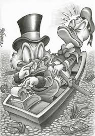 Making his screen debut in the wise little hen on june 9, 1934, donald is characterized as a pompous, showboating duck wearing a sailor suit, cap and a bow tie. Uncle Scrooge Donald Duck Counting Money Original Catawiki
