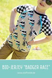 Bio Jersey Badger Race Vom Stoffonkel Alles Okologisch Und Fair Produziert Stoffe Kaufen Bio Stoffe Nahen Fur Kinder